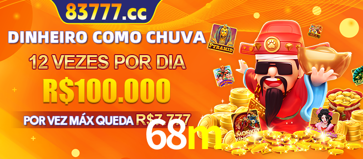 Banner do programa de recompensas Recomende para amigos do 68m, detalhando os bônus por convidar amigos, com prêmios que chegam a R$288.888.