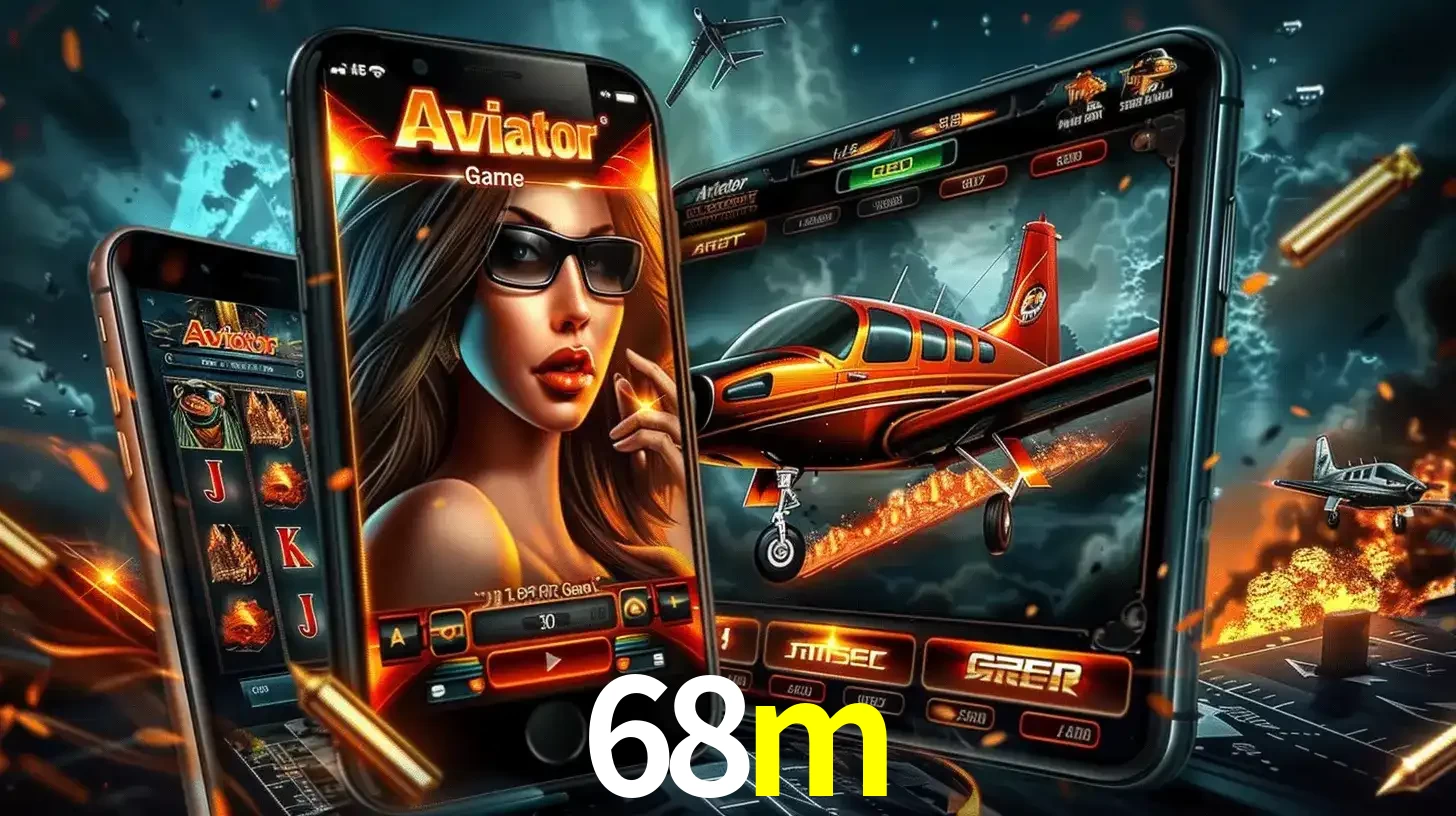 O popular jogo de apostas Aviator exibido em vários celulares e tablets, mostrando a interface emocionante e a ação de voo disponíveis para jogar agora no 68m.
