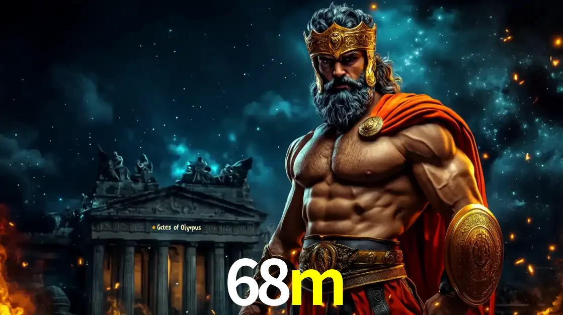 O poderoso Zeus do jogo de slot Gates of Olympus em frente ao seu templo, pronto para lançar multiplicadores divinos e prêmios épicos no cassino online 68m.